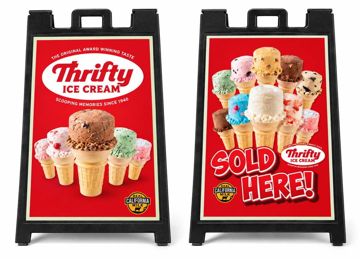 Thrifty A-Frame Sign + Foam Poster