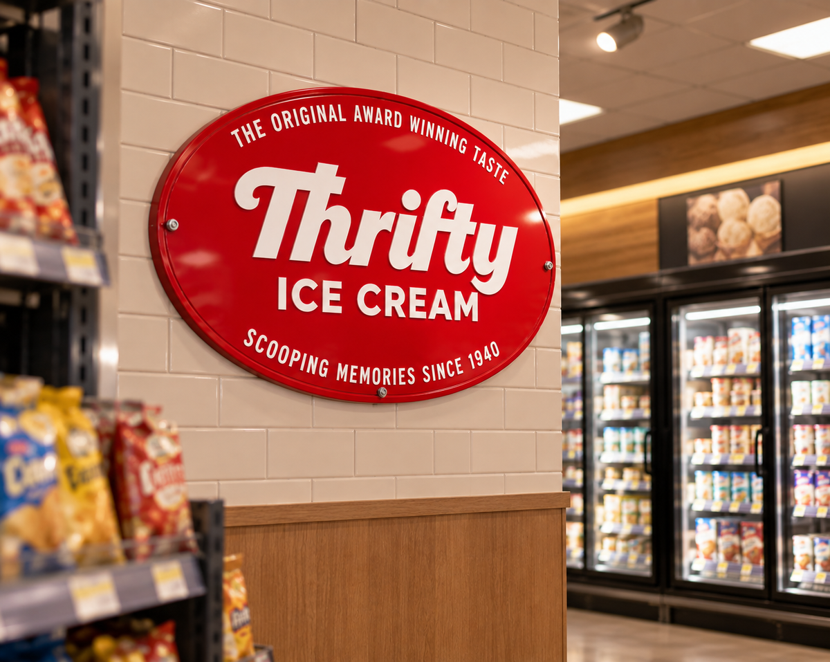 Thrifty Ice Cream Logo Aluminum Sign