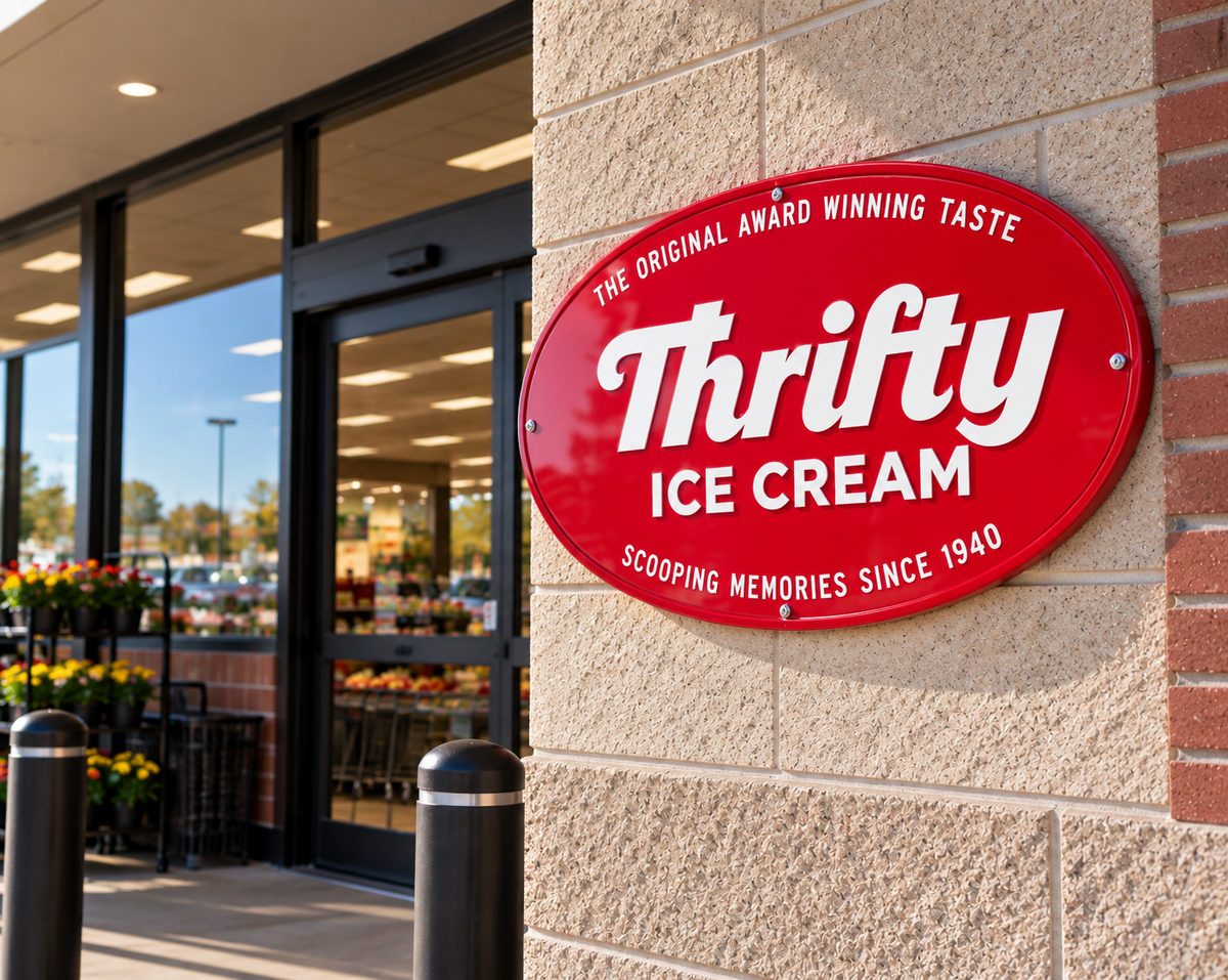Thrifty Ice Cream Logo Aluminum Sign