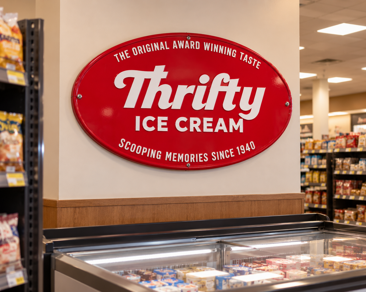 Thrifty Ice Cream Logo Aluminum Sign