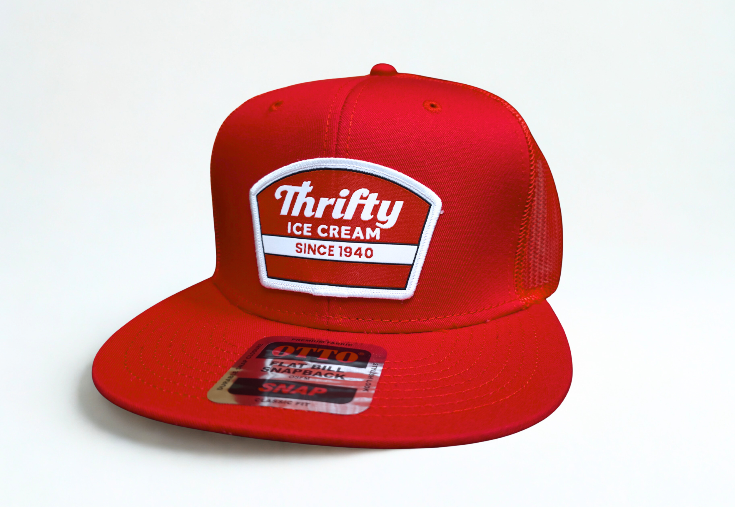 Thrifty Red Logo Patch Snapback Hat