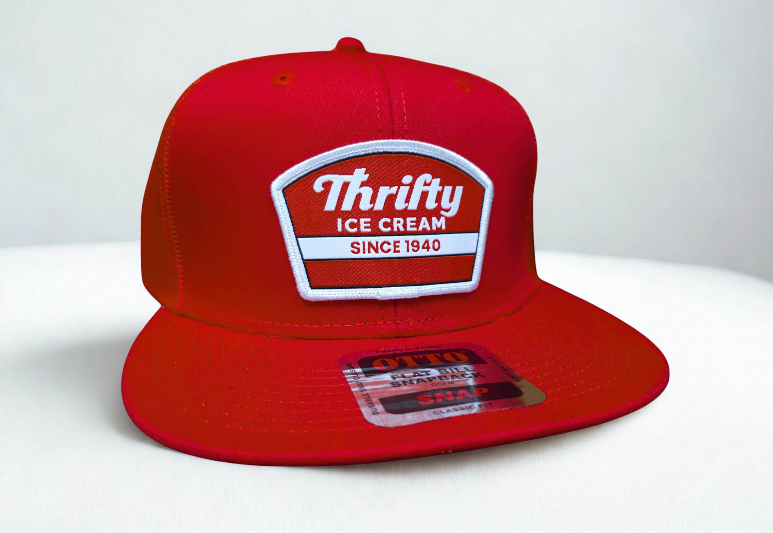 Thrifty Red Logo Patch Snapback Hat