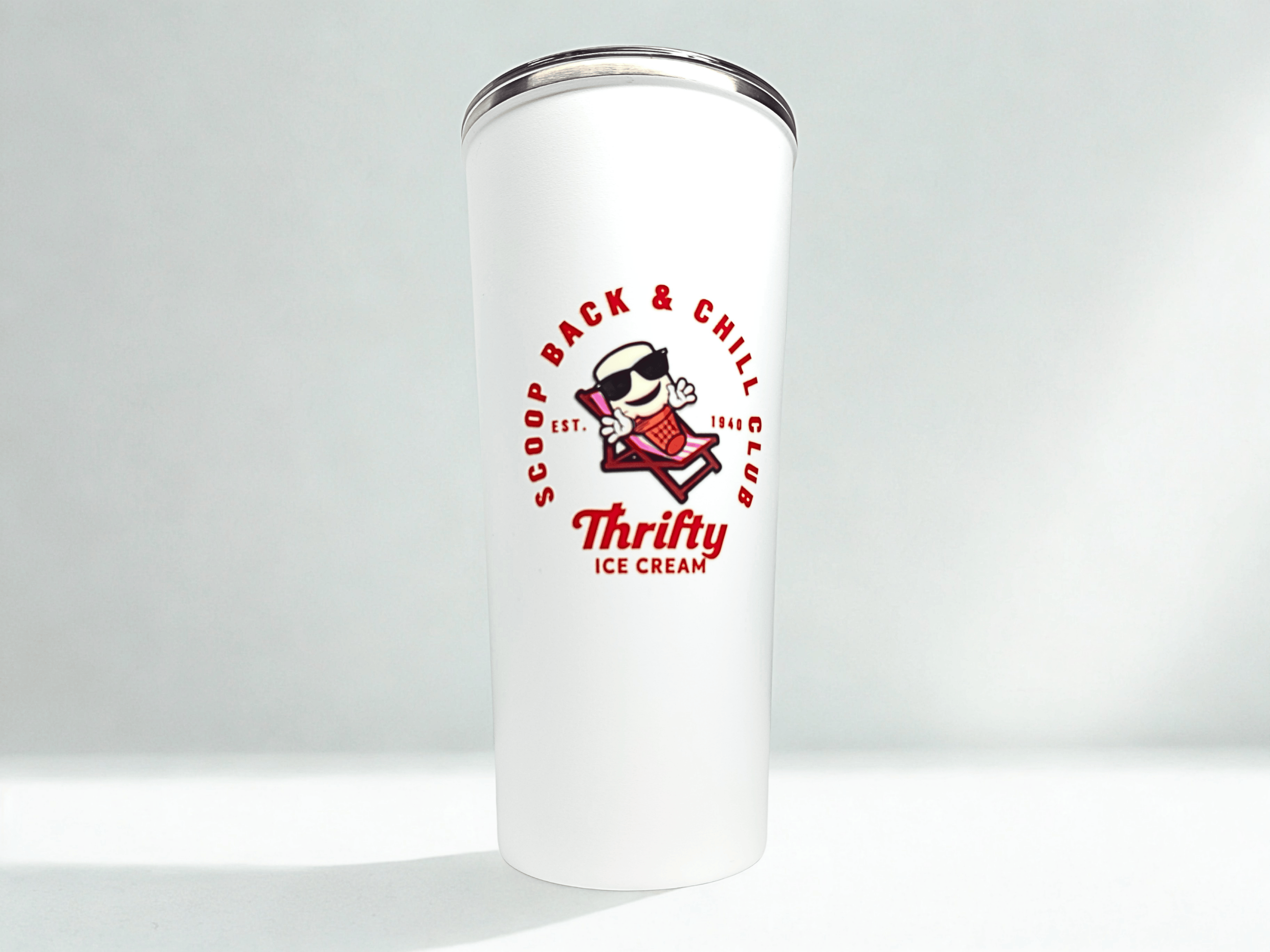 Thrifty “Scoop Back & Chill Club” White Tumbler