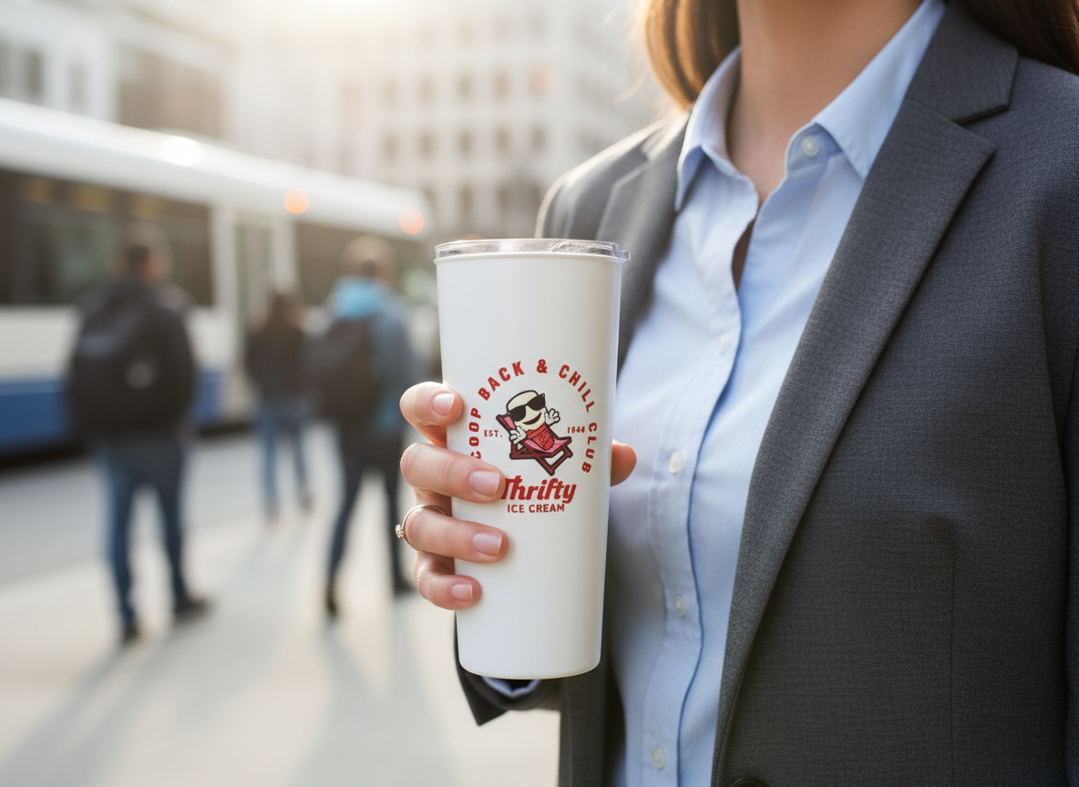 Thrifty “Scoop Back & Chill Club” White Tumbler