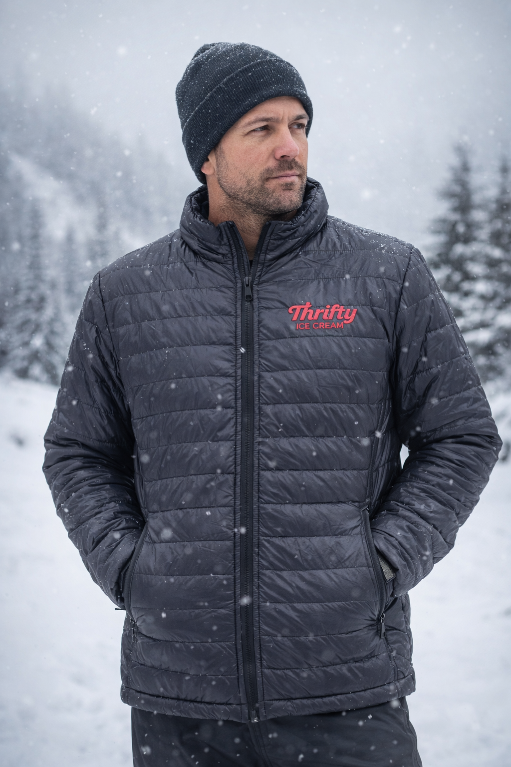 Thrifty Ice Cream Puffed Jacket - Black